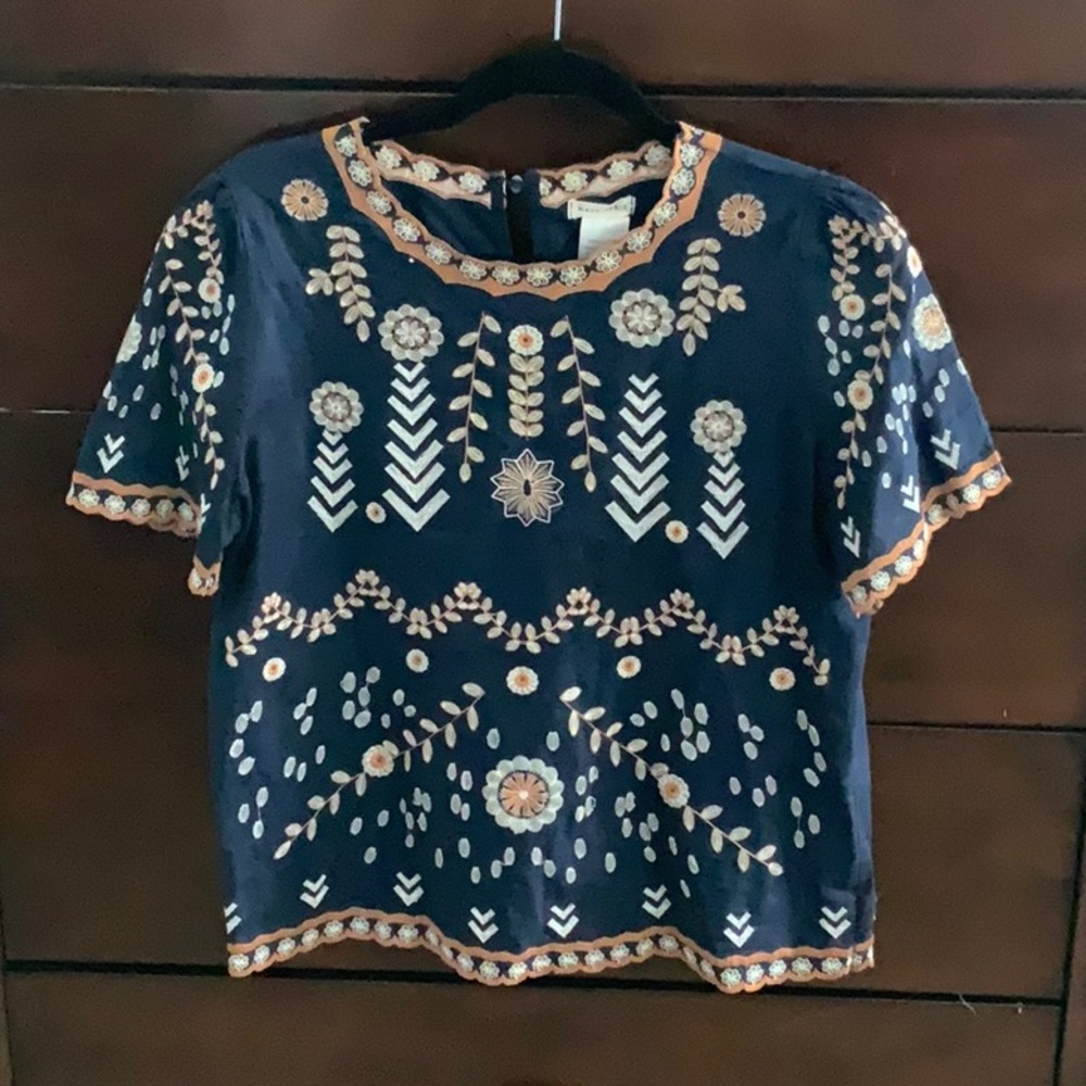 Embroidered Navy Shirt